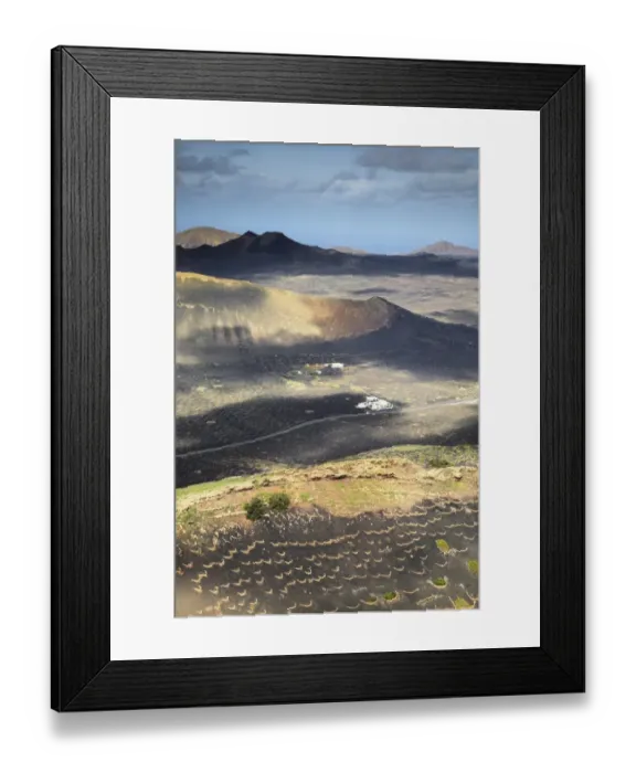 Framed Print : View from Montana Guardilama to the volcanic landscape around La Geria, Lanzarote, Canary Islands, Spain, Europe Framed Print : View from Montana Guardilama to the volcanic landscape around La Geria, Lanzarote, Canary Islands, Spain, Europe