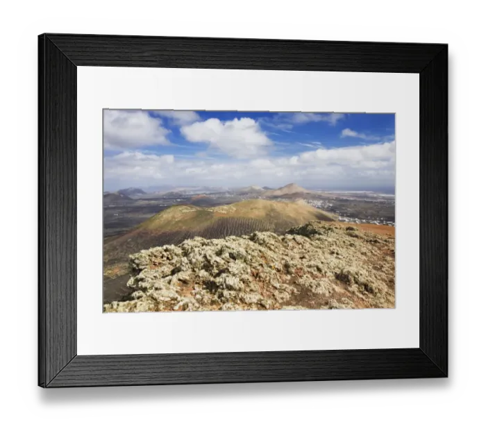 Framed Print : View from the Montana Guardilama towards the northeast and Puerta del Carmen, Lanzarote, Canary Islands, Spain, Europe