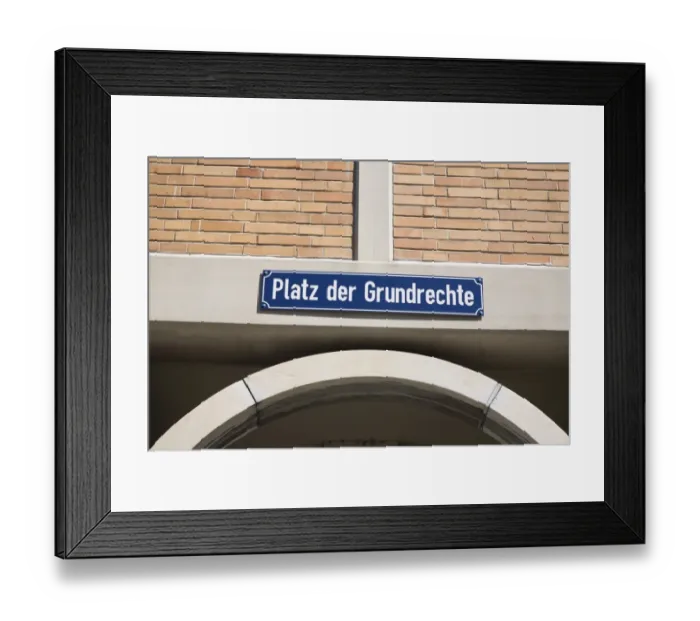 Framed Print : Platz der Grundrechte or Square of Fundamental Rights in Karlsruhe, Baden-Wuerttemberg, Germany, Europe