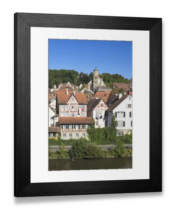 Framed Print : Old town with St. Michael Kirche church, Schwaebisch Hall, Hohenlohe, Baden-Wuerttemberg, Germany, Europe Framed Print : Old town with St. Michael Kirche church, Schwaebisch Hall, Hohenlohe, Baden-Wuerttemberg, Germany, Europe