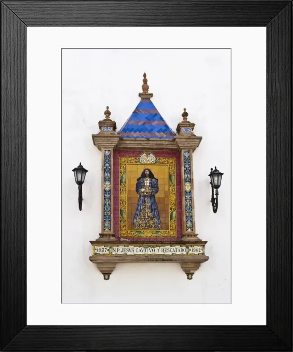 Framed Print : Colourful wall mosaic at the Church of Santa Cruz, Catedral Vieja, in the Andalusian port city of Cadiz, Spain, Europe Framed Print : Colourful wall mosaic at the Church of Santa Cruz, Catedral Vieja, in the Andalusian port city of Cadiz, Spain, Europe