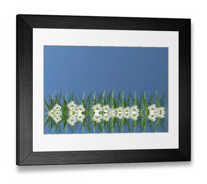 Framed Print : Flowers in the grass, mirroring, 3D graphics Framed Print : Flowers in the grass, mirroring, 3D graphics