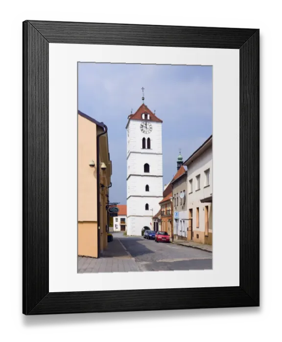 Framed Print : Clock tower in StrAzAaaAYnice, HodonAzAin district, South Moravia region, Czech Republic, Europe Framed Print : Clock tower in StrAzAaaAYnice, HodonAzAin district, South Moravia region, Czech Republic, Europe