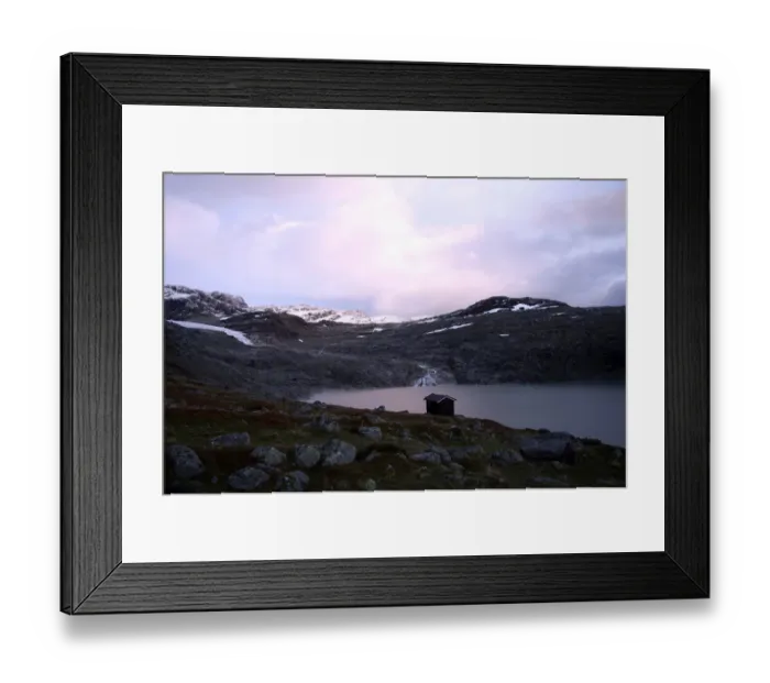 Framed Print : Evening mood at the Rembesdalseter hut, Rembesdalsvatnet, Hardanger mountain plateau, Norway, Europe Framed Print : Evening mood at the Rembesdalseter hut, Rembesdalsvatnet, Hardanger mountain plateau, Norway, Europe