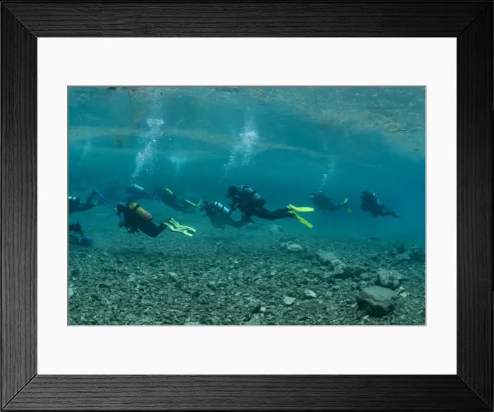 Framed Print : Diving school, Gruener See Lake, Styria, Austria, Europe Framed Print : Diving school, Gruener See Lake, Styria, Austria, Europe
