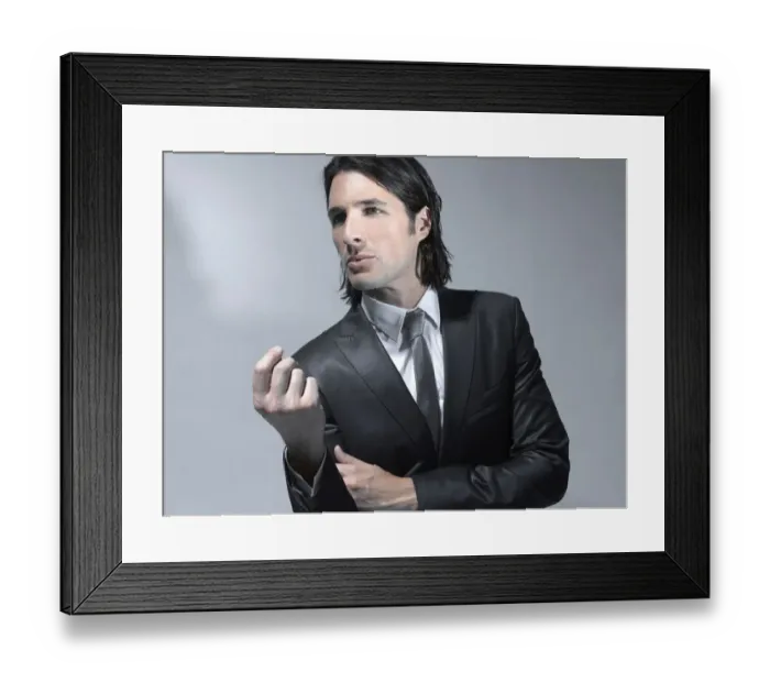 Framed Print : Long-haired man in his early thirties wearing a suit, fashion shoot Framed Print : Long-haired man in his early thirties wearing a suit, fashion shoot