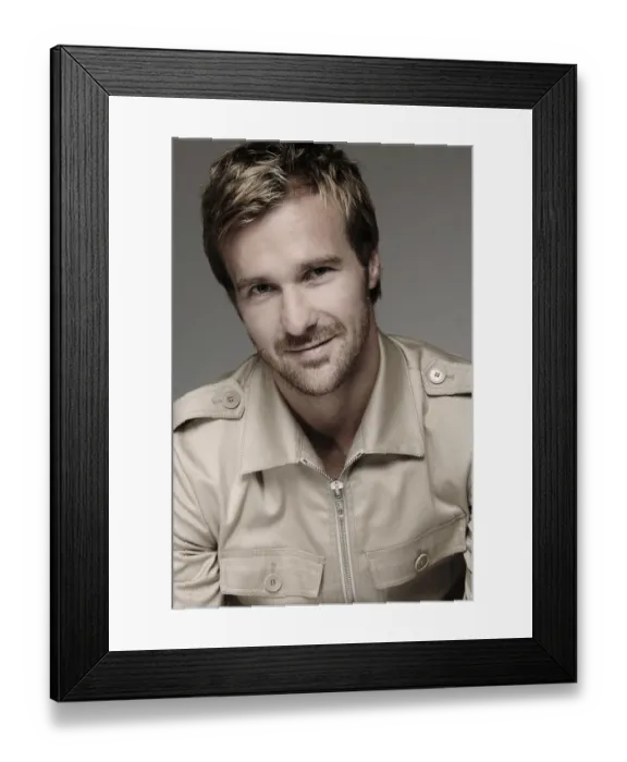 Framed Print : Man in his mid-thirties, beige shirt, portrait Framed Print : Man in his mid-thirties, beige shirt, portrait