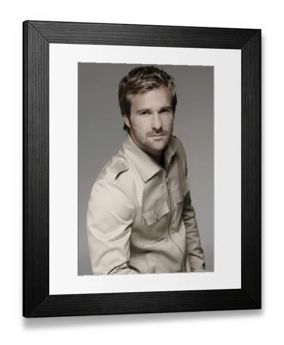 Framed Print : Man in his mid-thirties, beige shirt, portrait Framed Print : Man in his mid-thirties, beige shirt, portrait