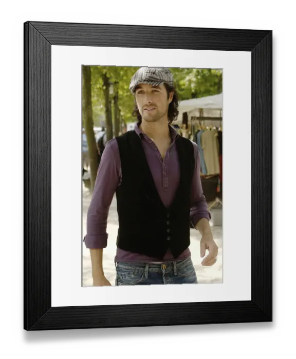 Framed Print : Man wearing casual clothes at a flea market during a city tour