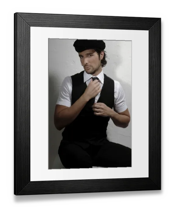Framed Print : Man in his early thirties, wearing elegant clothes