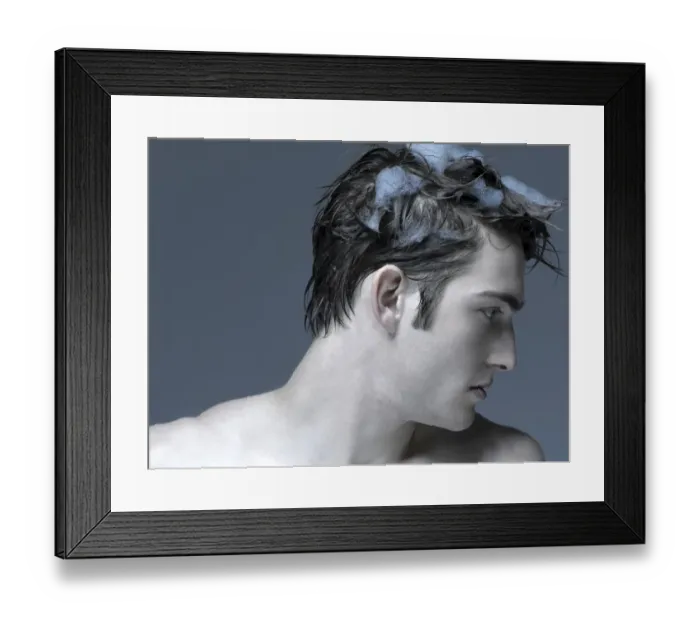 Framed Print : Beauty portrait of a young man washing his hair Framed Print : Beauty portrait of a young man washing his hair