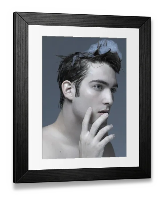 Framed Print : Beauty portrait of a young man washing his hair Framed Print : Beauty portrait of a young man washing his hair