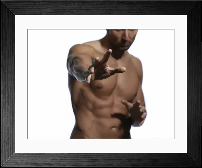 Framed Print : Athletic man, upper body, hands