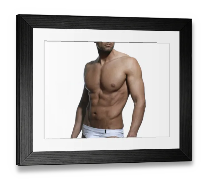 Framed Print : Athletic man, front, chest, abdomen Framed Print : Athletic man, front, chest, abdomen