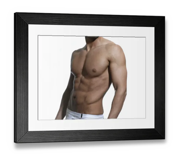 Framed Print : Athletic man, front, chest, abdomen