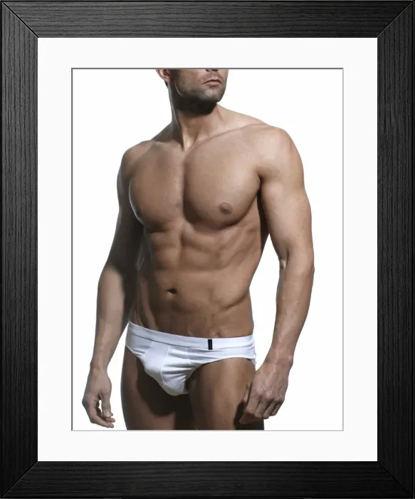 Framed Print : Athletic man, front, chest, abdomen Framed Print : Athletic man, front, chest, abdomen