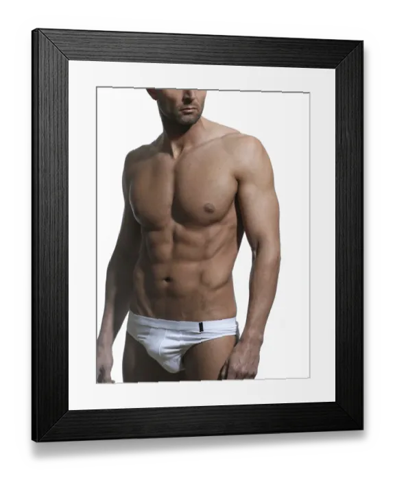 Framed Print : Athletic man, front, chest, abdomen Framed Print : Athletic man, front, chest, abdomen