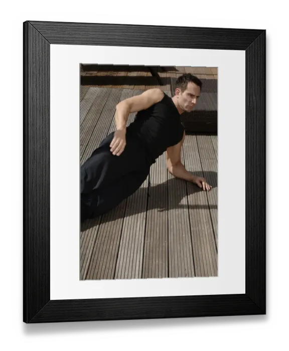 Framed Print : Athlete working out on a terrace, strength training Framed Print : Athlete working out on a terrace, strength training