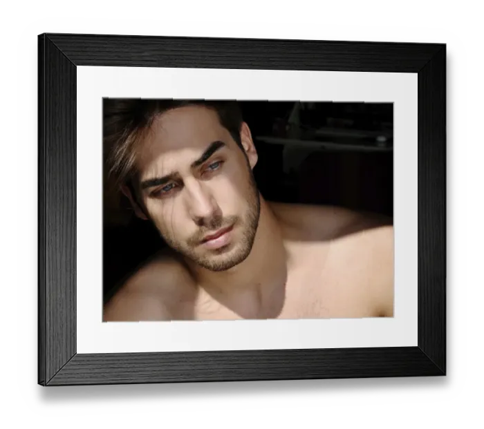 Framed Print : Portrait of a young man in sunlight, beauty shot