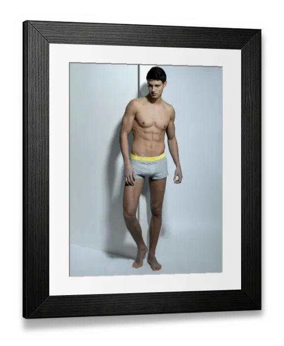 Framed Print : Young athlete wearing grey underpants Framed Print : Young athlete wearing grey underpants