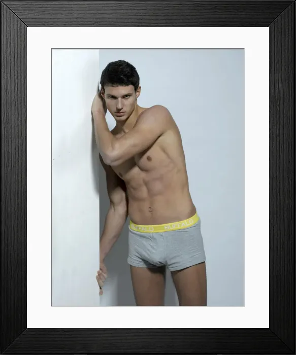 Framed Print : Young athlete wearing grey underpants Framed Print : Young athlete wearing grey underpants