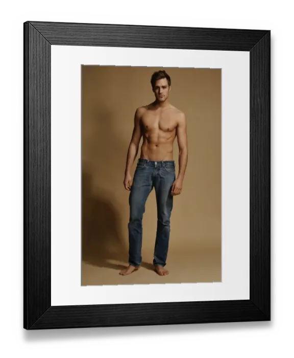 Framed Print : Bare-chested man in jeans Framed Print : Bare-chested man in jeans