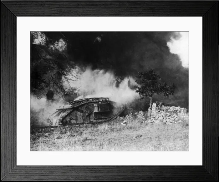 Framed Print : Burning Tank Framed Print : Burning Tank
