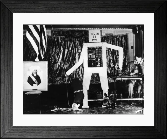 Framed Print : Robot And Flag Framed Print : Robot And Flag
