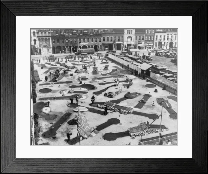 Framed Print : City Golf. circa 1930: Miniature golf courses in New York City on 50th Framed Print : City Golf. circa 1930: Miniature golf courses in New York City on 50th