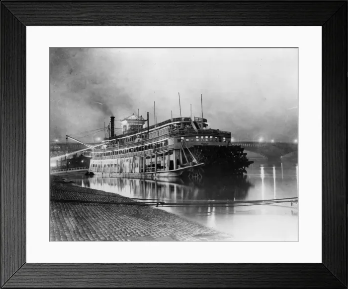 Framed Print : Steamboat. A steamboat on the Mississippi River at night Framed Print : Steamboat. A steamboat on the Mississippi River at night