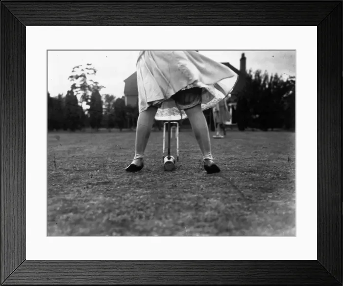 Framed Print : Croquet. circa 1930: A woman playing croquet Framed Print : Croquet. circa 1930: A woman playing croquet
