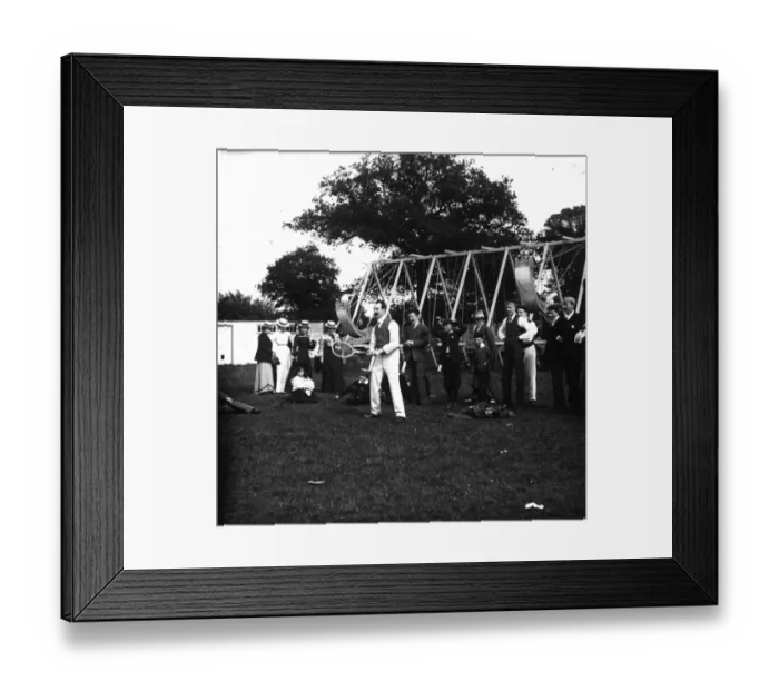 Framed Print : Fair Fun. circa 1890: An impromptu game of tennis at the Hampstead Fair, London Framed Print : Fair Fun. circa 1890: An impromptu game of tennis at the Hampstead Fair, London