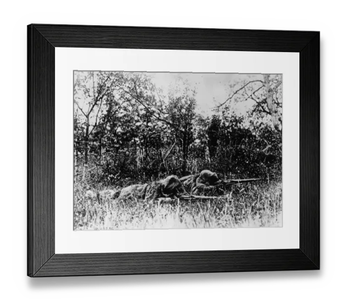 Framed Print : Snipers. 18th May 1918: Soldiers of the 168th Infantry 42nd Division fire shots Framed Print : Snipers. 18th May 1918: Soldiers of the 168th Infantry 42nd Division fire shots