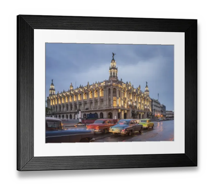 Framed Print : Old American cars and the Cuban National Theater Framed Print : Old American cars and the Cuban National Theater