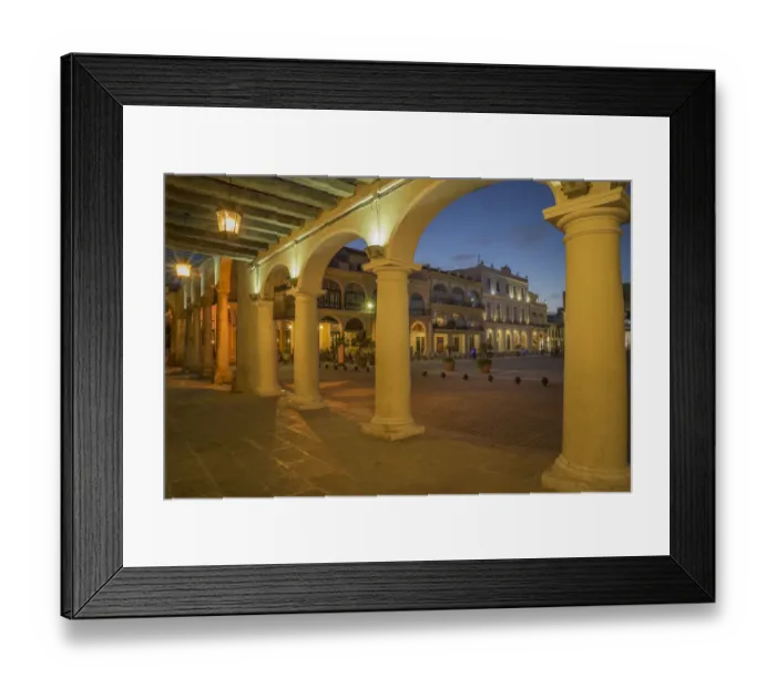 Framed Print : Illuminated arches in Havana city square, Havana, Cuba Framed Print : Illuminated arches in Havana city square, Havana, Cuba