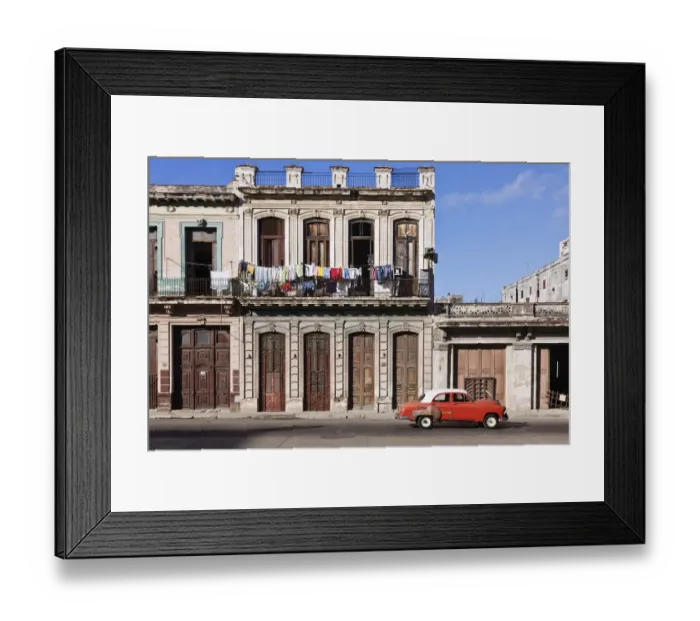 Framed Print : Vintage car driving on Havana street, Havana, Cuba Framed Print : Vintage car driving on Havana street, Havana, Cuba