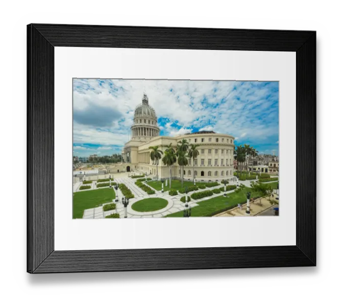 Framed Print : Capitol building with dramatic sky in Havana, Cuba Framed Print : Capitol building with dramatic sky in Havana, Cuba