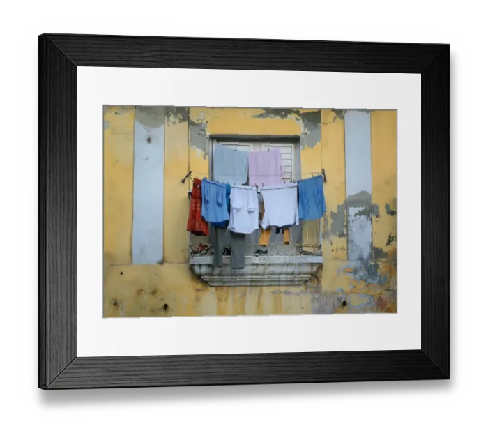 Framed Print : Laundry drying outside window Framed Print : Laundry drying outside window