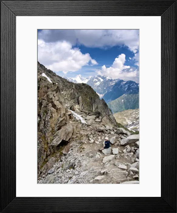 Framed Print : Trekking in Swiss Alps Framed Print : Trekking in Swiss Alps