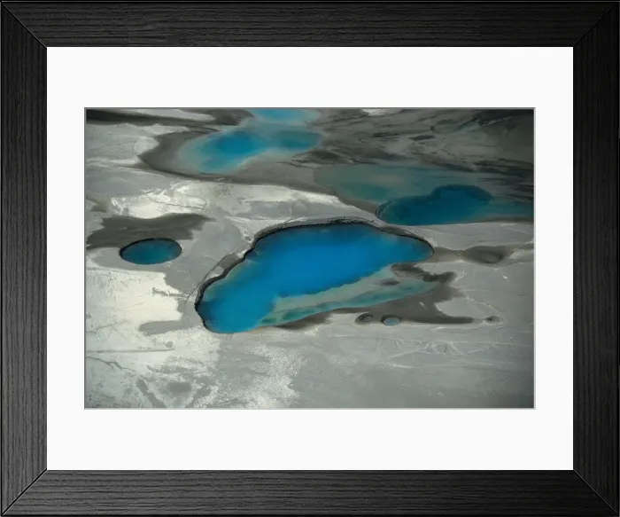 Framed Print : Lakes on Top of Glacier Framed Print : Lakes on Top of Glacier