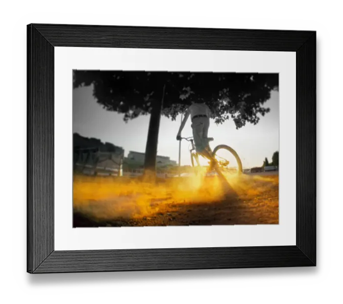 Framed Print : Dust. Person riding bicycle Framed Print : Dust. Person riding bicycle