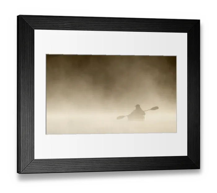 Framed Print : Kayaking photographer in the fog Framed Print : Kayaking photographer in the fog