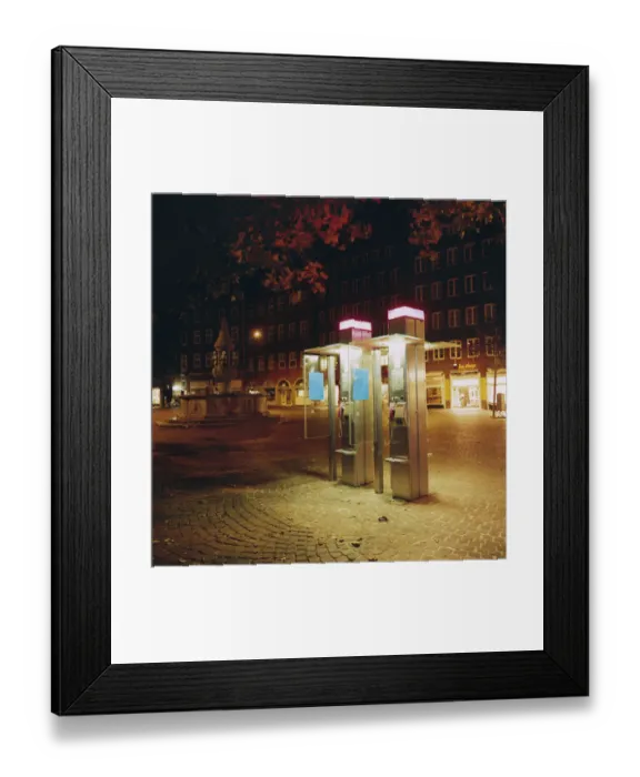 Framed Print : Telephone Booths at Night Framed Print : Telephone Booths at Night