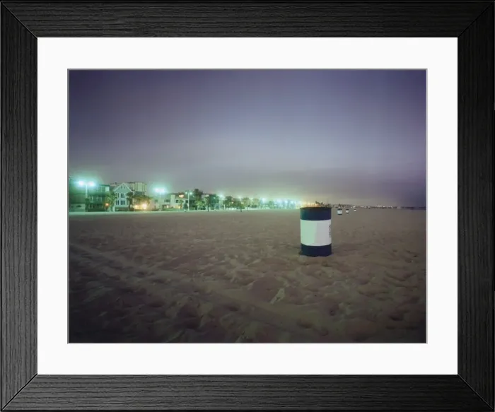 Framed Print : Garbage Cans on Beach Framed Print : Garbage Cans on Beach