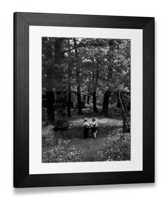 Framed Print : Wood Walk. 25th August 1944: Two small children Framed Print : Wood Walk. 25th August 1944: Two small children