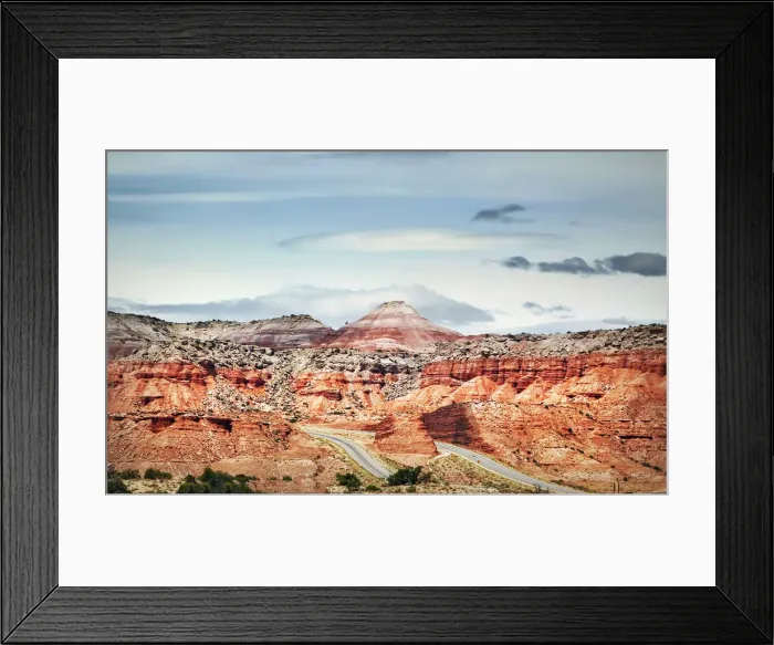 Framed Print : I-70 Interstate split between Red Rock Canyon Framed Print : I-70 Interstate split between Red Rock Canyon