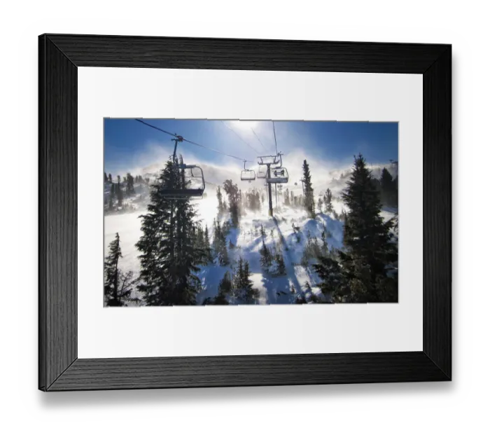 Framed Print : Ski Resort as seen from Chair Lift on Windy day