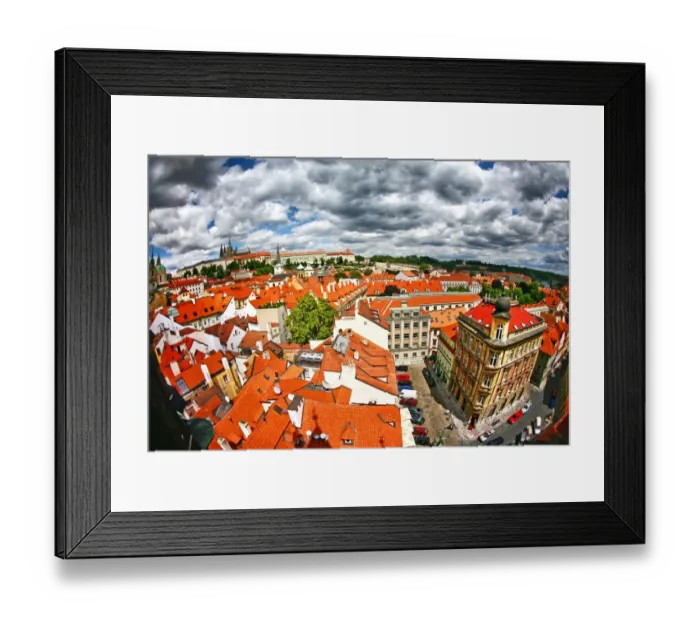 Framed Print : Sunny Prague, Czech Republic cityscape before storm Framed Print : Sunny Prague, Czech Republic cityscape before storm