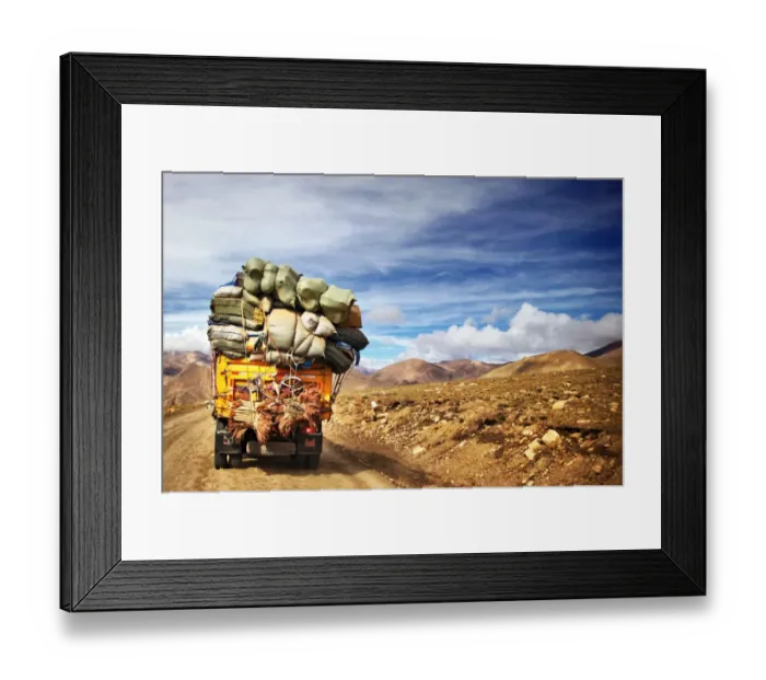 Framed Print : Loaded truck with bags in Himalaya MountainsTibet Framed Print : Loaded truck with bags in Himalaya MountainsTibet