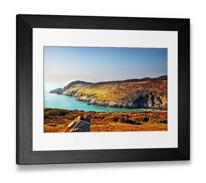 Framed Print : Lush rolling hills on cliffs near coast in Wales Framed Print : Lush rolling hills on cliffs near coast in Wales